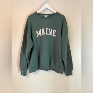 WILD PALMS MAINE CREWNECK SWEATSHIRT MENS XL GREEN WHITE OVERSIZED